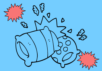 An illustration of two pillows hitting each other