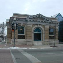 Library exterior, modern-day.