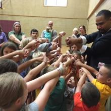 Excited children learned a magic trick from Matthew Teague during our Summer Library Program 2018 finale. 160 attended.