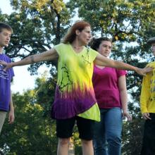 outdoor rehearsal for The Wind in the Willows