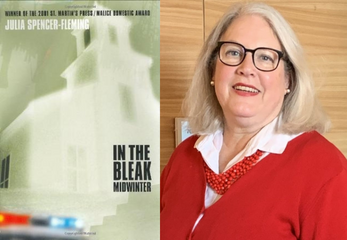 Cover of In the Bleak Midwinter and a photo of the author Julia Spencer-Fleming